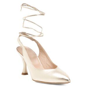 OROSCURO Gold Made In Italy Leather Slingback Heels